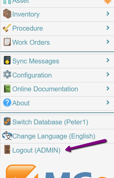 Logout Button in MCe Side Menu